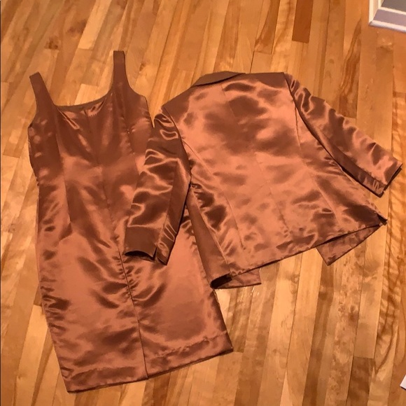 100% Silk Bronze Dress and Blazer - Picture 2 of 10